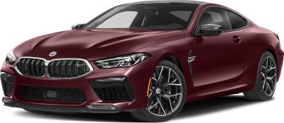 Front view of a sporty coupe highlighting kidney grille and intricate wheels.