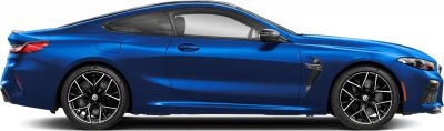 Sleek side profile with detailed alloy wheels and aerodynamic coupe design