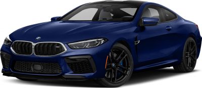 Front view of sports coupe with LED headlights and black wheels