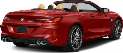 Rear and side view of sporty convertible with quad exhaust and distinctive wheels