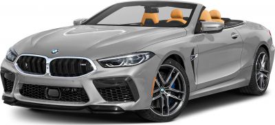 Front grille, LED headlights, alloy wheels, and open roof of a convertible