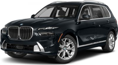 Front and side view of luxury SUV with large kidney grille and alloy wheels
