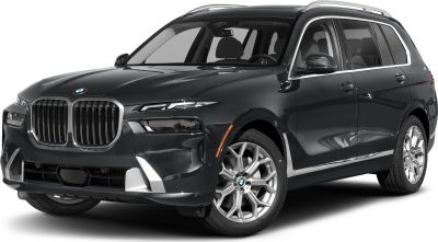 Front view with signature kidney grille and split headlights