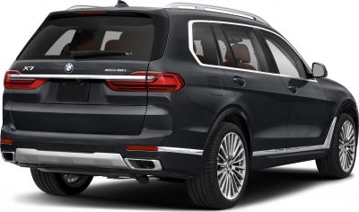 Rear view of a luxury SUV with sleek taillights and chrome trim