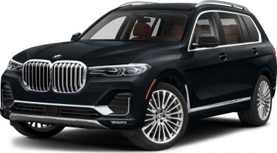 Front side view showing large kidney grille and sleek headlights