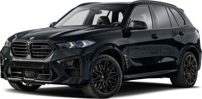 Aggressive front and side view of a black performance SUV with distinctive grille and headlights