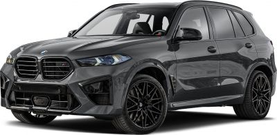 Front-side view with aggressive grille and black multi-spoke wheels