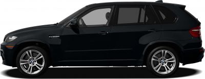 Side profile of a sporty black SUV with alloy wheels and tinted windows
