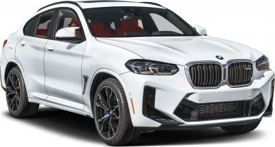 White sporty luxury coupe SUV with aggressive front grille and LED headlights