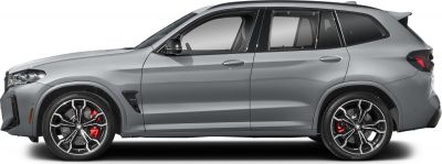Silver SUV side profile with sporty alloy wheels and red brake calipers