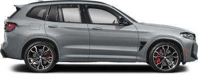 Side profile of an SUV with sporty alloy wheels and red brake calipers