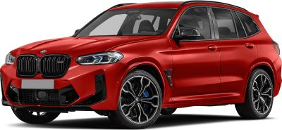 Red sporty SUV front with black kidney grille and alloy wheels