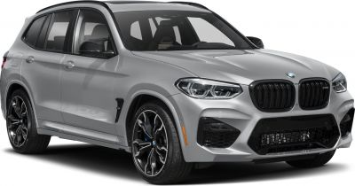Front side view of SUV with black kidney grille and angular headlights