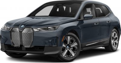 Large futuristic grille and sleek LED headlights on SUV front and side