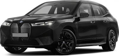 Front grille and LED headlights of a modern electric SUV