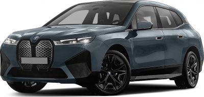 Front end with large kidney grille and LED headlights