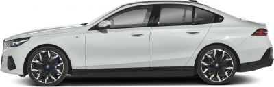 Side profile of modern electric luxury sedan with distinctive alloy wheels