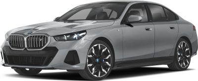 Luxury electric sedan with kidney grille and unique alloy wheels