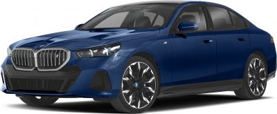 Blue sedan with kidney grille and LED headlights