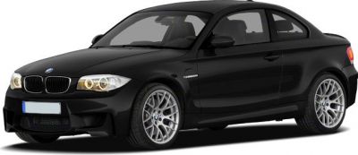 Black sporty coupe with alloy wheels, front-side angle