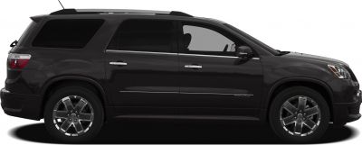 Side profile of SUV with chrome wheels and roof rails