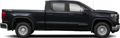 Side profile of pickup with extended cab and long bed