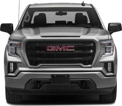 Front view of pickup truck with bold grille and modern headlights