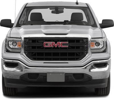 Front grille, headlights, and bumper of a truck front view