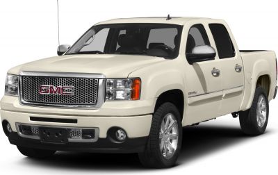 Pickup truck front and side view with extended cab and long box