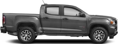 Side profile of a pickup with crew cab and long bed