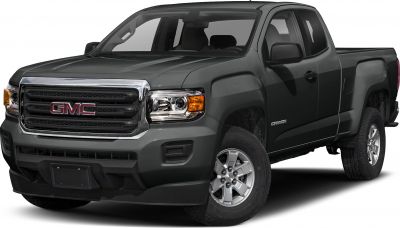 Extended cab pickup truck front and side view with grille and headlights