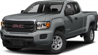 Extended cab pickup with prominent grille and headlights
