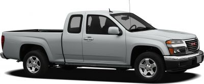 Extended cab pickup truck side profile with silver paint and alloy wheels
