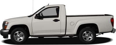 Side profile of a regular cab pickup truck with a compact cargo bed