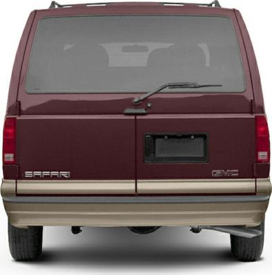 Rear view showing dual rear doors, rear window wiper, and license plate area