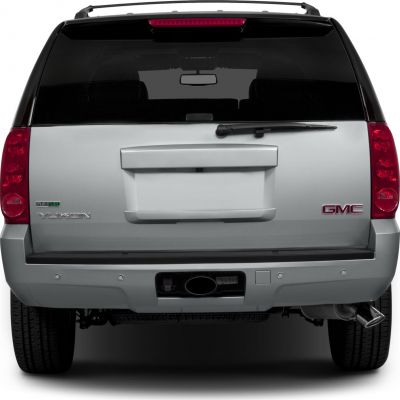 Rear view of SUV with tinted windows, FlexFuel badge, and rear wiper