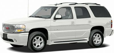 White full-size SUV with chrome wheels, side profile view