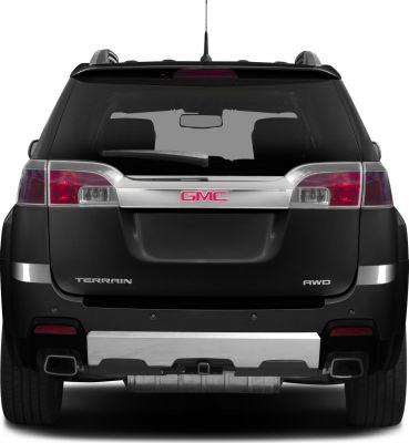 Rear of SUV with AWD badge, dual exhaust, tinted rear window