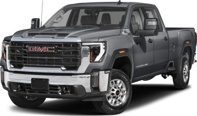 Front view of a heavy-duty pickup with regular cab and long bed