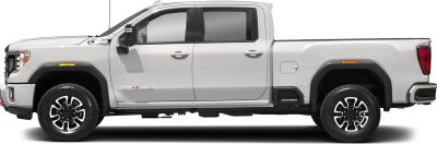 Side profile of pickup with double cab and standard bed