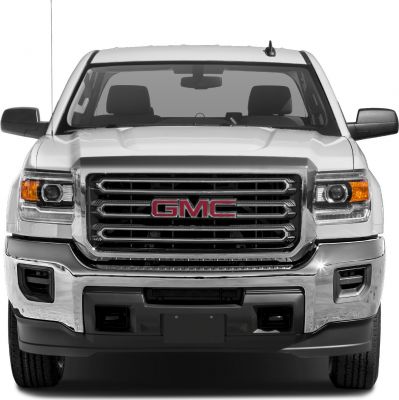 Front grille, headlights, chrome bumper of truck