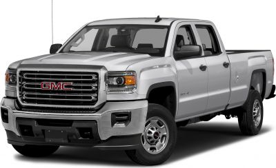 Front and side view of heavy-duty pickup truck with extended bed