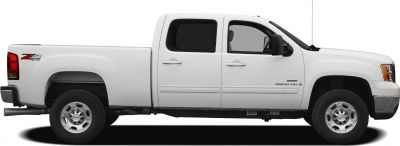 Side profile of extended cab pickup with standard box bed and heavy-duty wheels