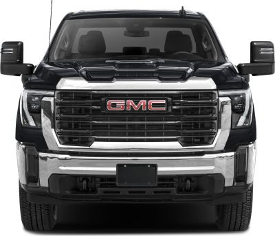 Bold front grille with hood scoop and extended side mirrors