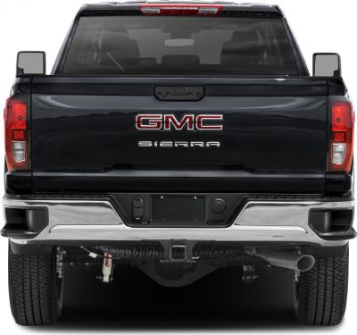 Rear view of heavy-duty pickup tailgate and bumper