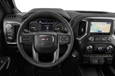 Steering wheel, digital dashboard display, infotainment screen, climate control panel