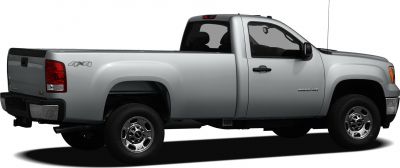 Side profile of facelifted heavy-duty pickup with crew cab and standard box