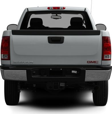 Rear view of pickup truck tailgate and lights