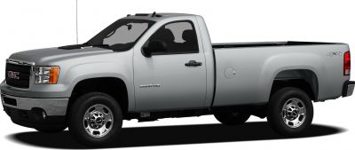 Silver single cab pickup truck with standard box and shiny chrome wheels