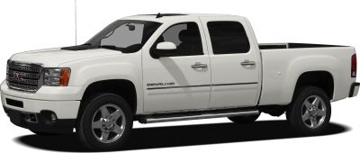 Heavy duty pickup truck with crew cab and standard box in white